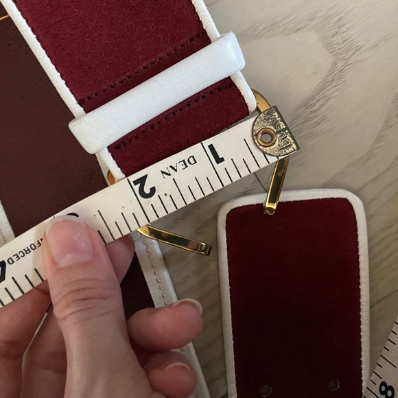 Vintage Givenchy Suede Burgundy and White Leather Piped Belt main image 5